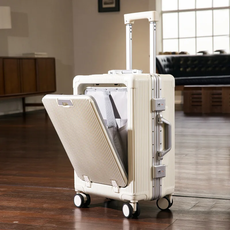 Front Opening Travel Suitcase Rolling Luggage Case Aluminum Frame Trolley Case USB Charging Boarding Suitcase With cup holders
Front Opening Travel Suitcase Rolling Luggage Case Aluminum Frame Trolley Case USB Charging Boarding Suitcase With cup holders