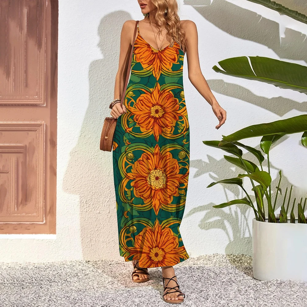 Sexy Halter Dresses Floor Dresses Women's Floral Printed Breathable Casual Beach Halter Dresses Party Club Temperament Gowns
Sexy Halter Dresses Floor Dresses Women's Floral Printed Breathable Casual Beach Halter Dresses Party Club Temperament Gowns