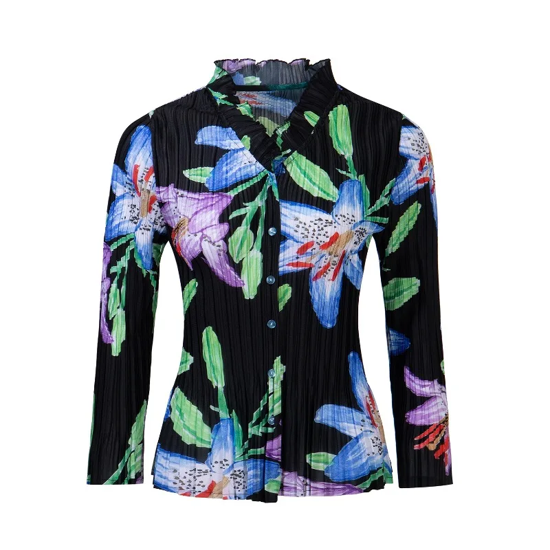 Miyake Pleated Printed Shirt 2026 New Stand Collar Long Sleeve Loose Elegant Cardigan Top Women's Lightweight Stretchy Clothing
Miyake Pleated Printed Shirt 2026 New Stand Collar Long Sleeve Loose Elegant Cardigan Top Women's Lightweight Stretchy Clothing