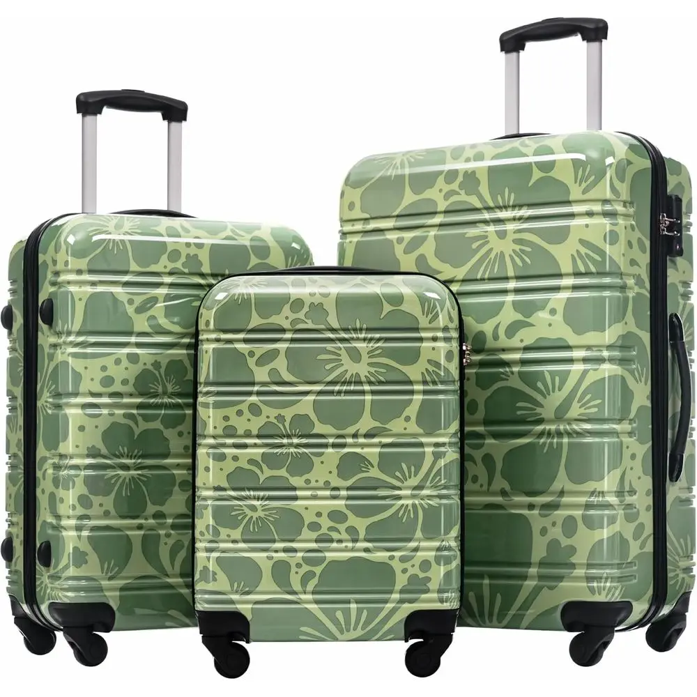 3-Piece Hard Shell Spinner Luggage Set with TSA Lock, Lightweight, 20+24+28, Green Floral Print for Women
3-Piece Hard Shell Spinner Luggage Set with TSA Lock, Lightweight, 20+24+28, Green Floral Print for Women