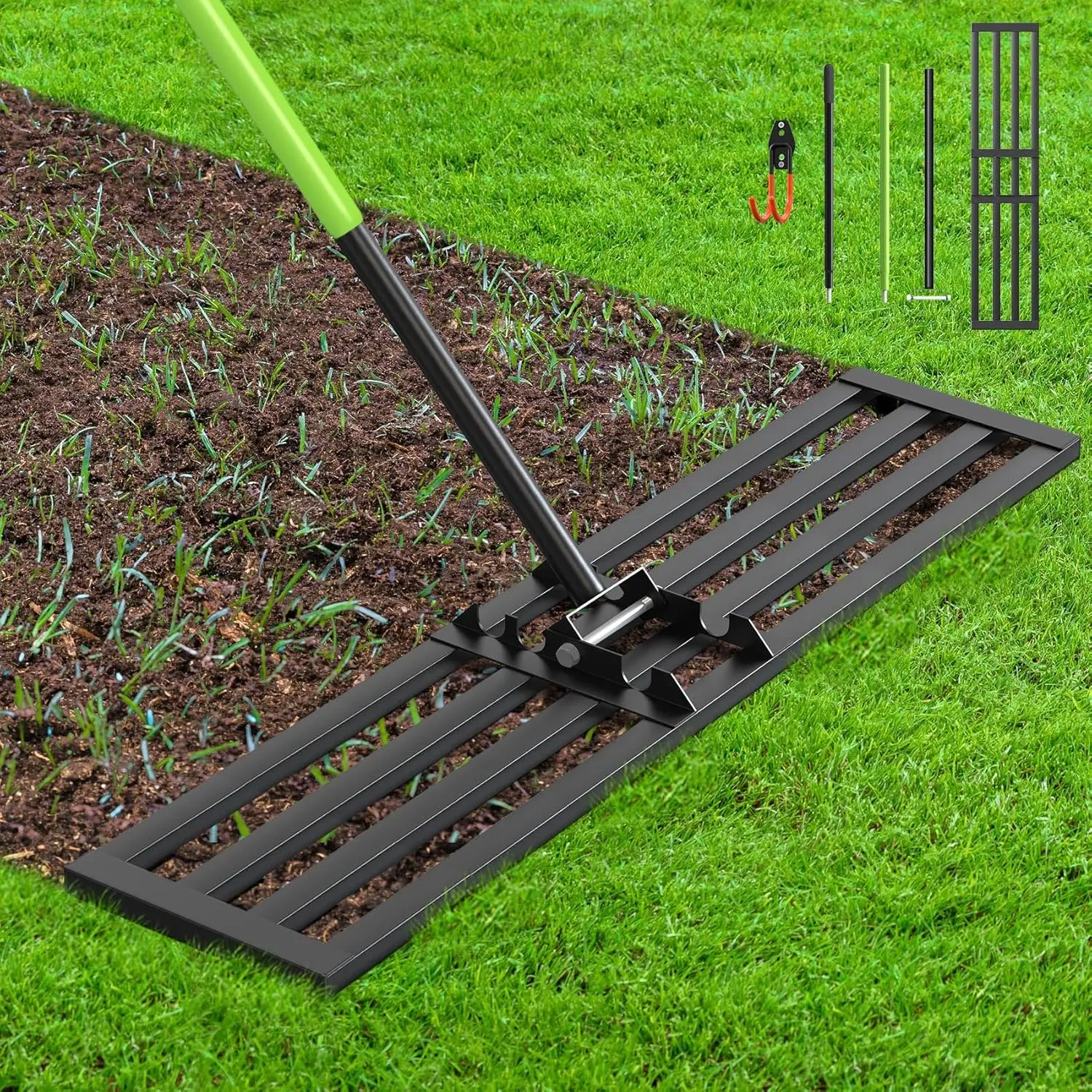 45" Adjustable Lawn Leveling Rake with 6.5FT Stainless Steel Handle, Perfect for Yard Soil Sand Dirt Surfaces
45" Adjustable Lawn Leveling Rake with 6.5FT Stainless Steel Handle, Perfect for Yard Soil Sand Dirt Surfaces
