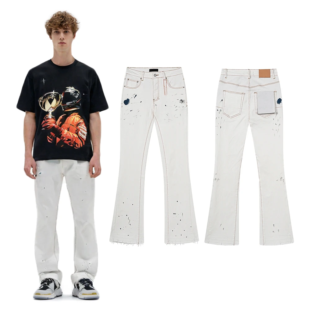 Y2k Streetwear Clothing Retro Dot Printed Flared Jeans Hiphop Street Style Casual Cotton Vintage White Tassel Baggy Flared Pants
Y2k Streetwear Clothing Retro Dot Printed Flared Jeans Hiphop Street Style Casual Cotton Vintage White Tassel Baggy Flared Pants