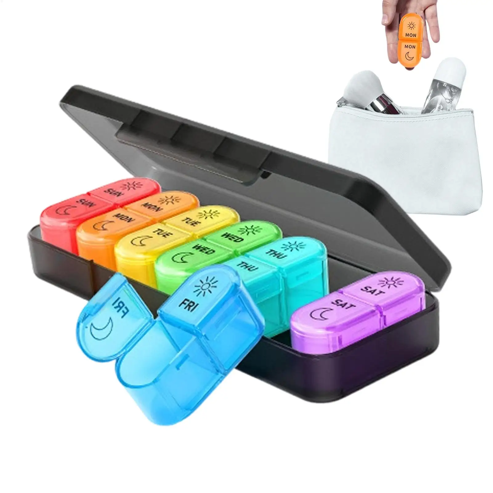 Travel Pill Organizer Compact Supplement Case With 14 Compartments Night And Day Pill Organizer For Elderly Kids Men Purse
Travel Pill Organizer Compact Supplement Case With 14 Compartments Night And Day Pill Organizer For Elderly Kids Men Purse