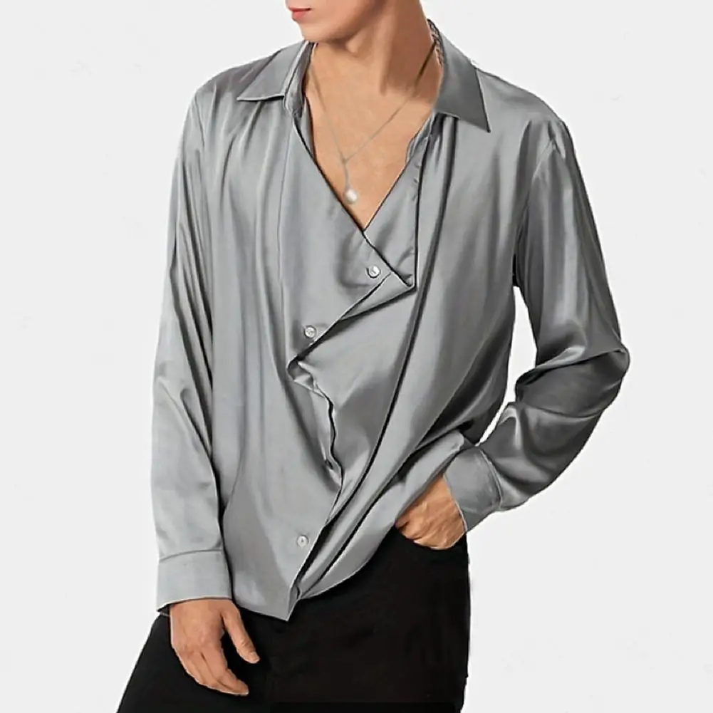 Baggy Front Design Shirt Men Spring Shirt Style Satin Party Shirt for Men with Baggy Front Design Lapel Collar Loose for Wear
Baggy Front Design Shirt Men Spring Shirt Style Satin Party Shirt for Men with Baggy Front Design Lapel Collar Loose for Wear