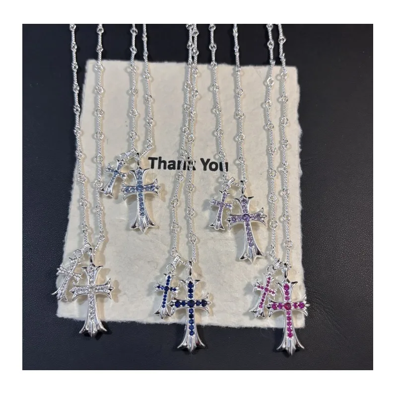 Trendy Personality Bright Silver Diamond Double Cross Hip Hop Punk Bamboo Chain Pendant Necklace Couple Same Style
Trendy Personality Bright Silver Diamond Double Cross Hip Hop Punk Bamboo Chain Pendant Necklace Couple Same Style