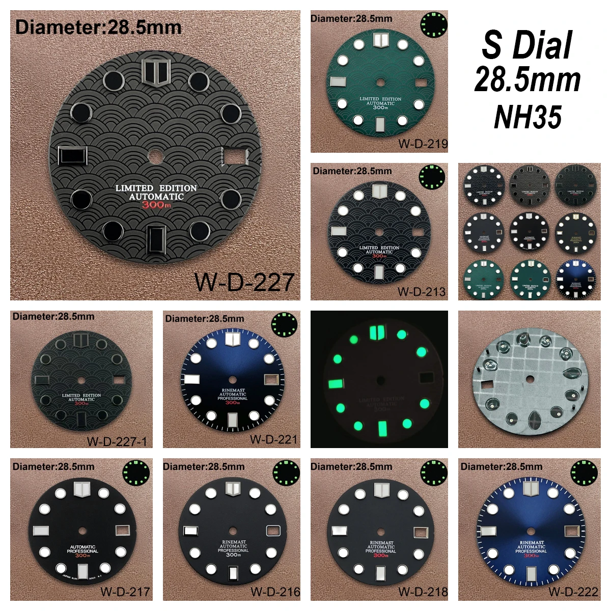 28.5mm S Logo Scale Dial Suitable For NH35/NH36/7S/4R Movement Green Luminous Quality Watch Modification Accessories
28.5mm S Logo Scale Dial Suitable For NH35/NH36/7S/4R Movement Green Luminous Quality Watch Modification Accessories