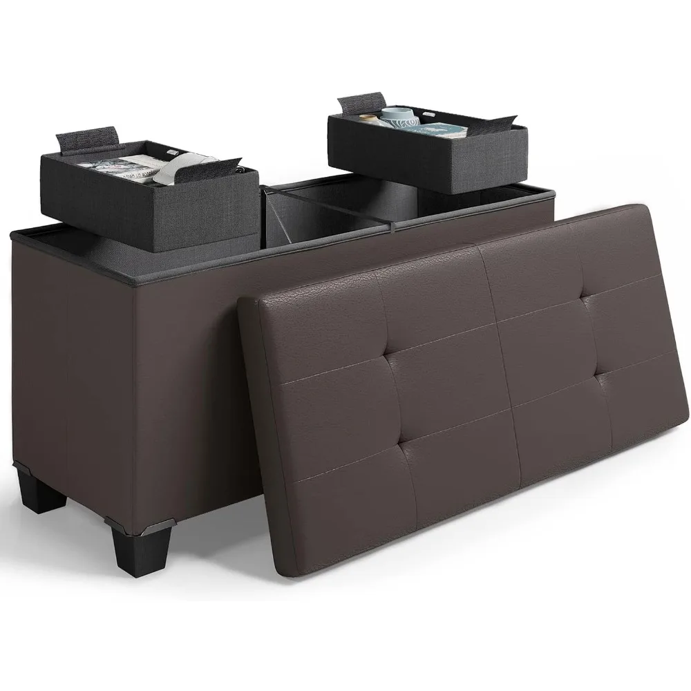 Rectangular Footstool with Storage Function, 30 Inch Brown Faux Leather Folding Footstool, Suitable for Living Room
Rectangular Footstool with Storage Function, 30 Inch Brown Faux Leather Folding Footstool, Suitable for Living Room