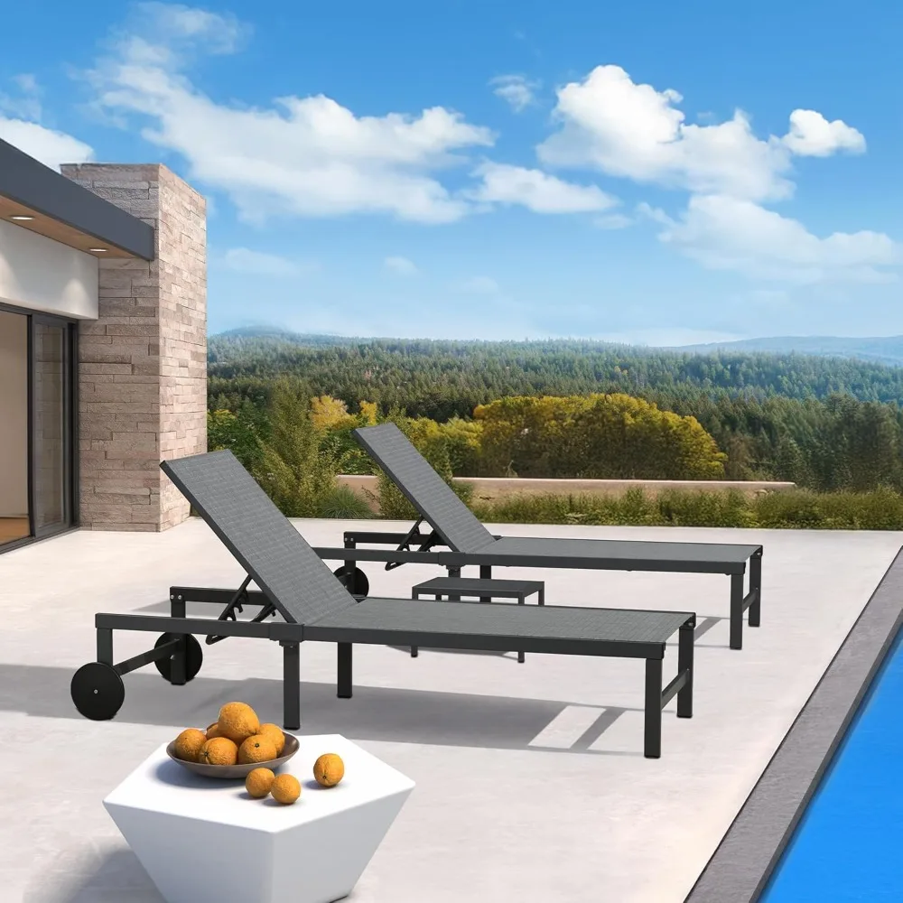 Outdoor Chaise Lounge Chairs Set Adjustable Recliner Chair with Wheels and Table for Poolside Beach Patio Aluminum Reclining Su
Outdoor Chaise Lounge Chairs Set Adjustable Recliner Chair with Wheels and Table for Poolside Beach Patio Aluminum Reclining Su