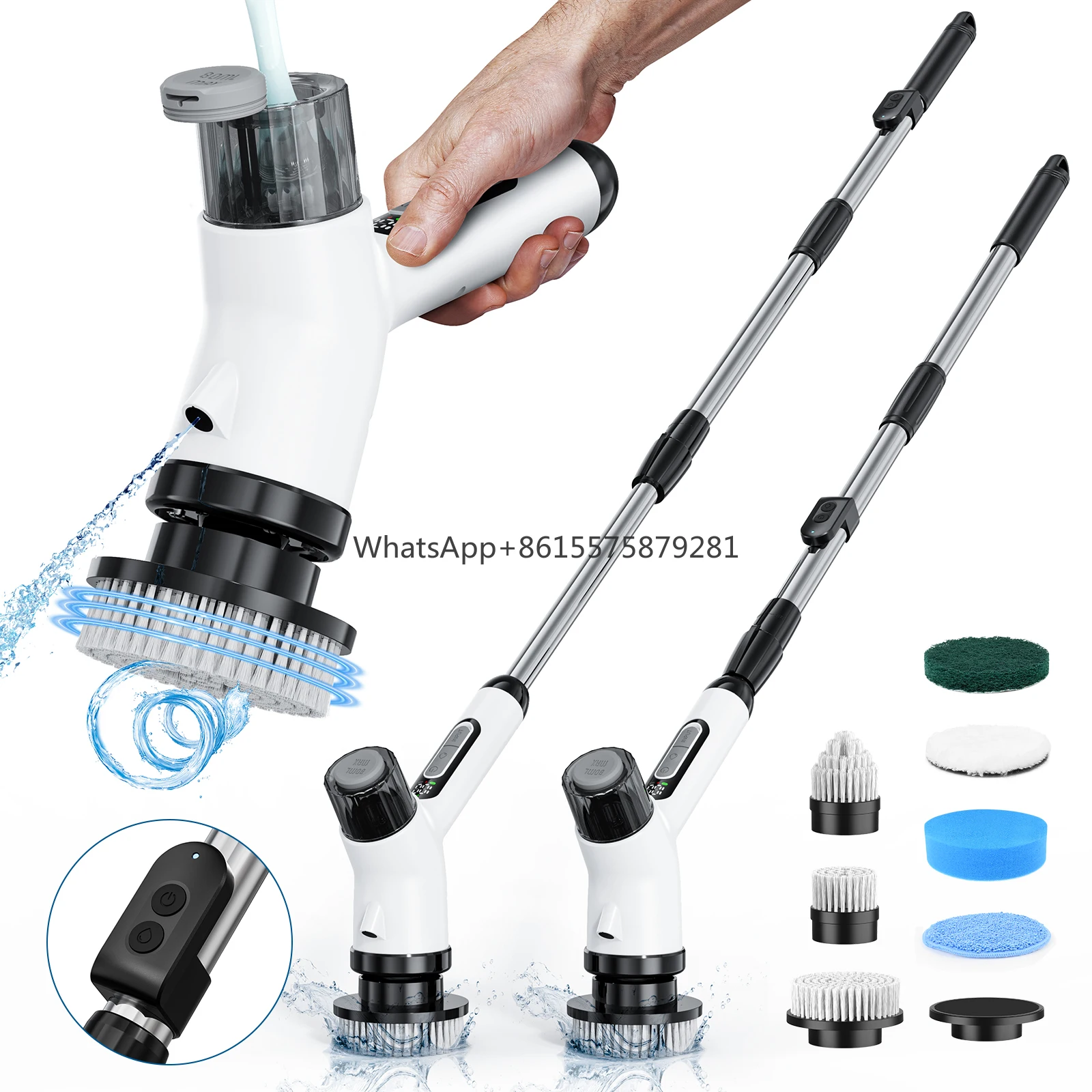Home Spin Scrubber With Built-In Container Wireless Remote Contral 7-In-1 Multifunctional 2-Speed Electric House Cleaning Brush
Home Spin Scrubber With Built-In Container Wireless Remote Contral 7-In-1 Multifunctional 2-Speed Electric House Cleaning Brush