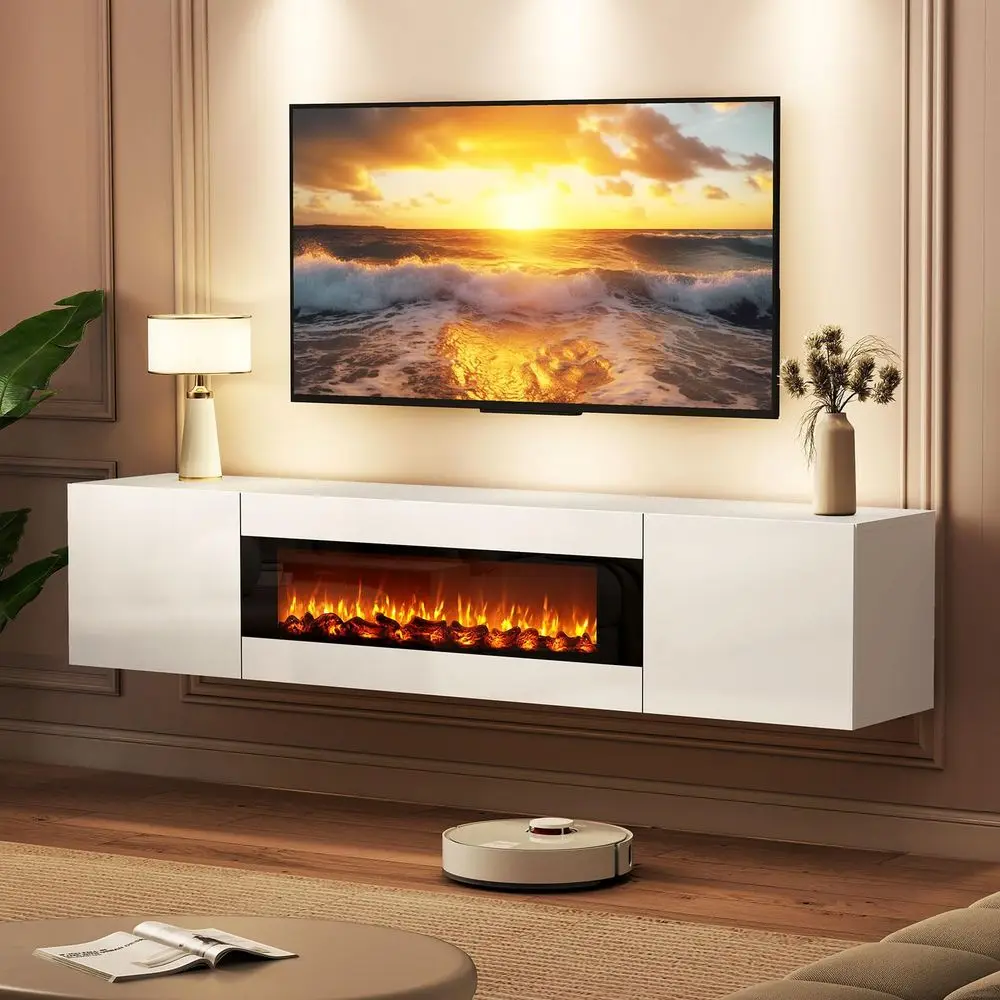 70 Floating TV Stand with Fireplace, Modern Wall Mounted Entertainment Center for TVs Up to 80, High Gloss Media Console for Li
70 Floating TV Stand with Fireplace, Modern Wall Mounted Entertainment Center for TVs Up to 80, High Gloss Media Console for Li