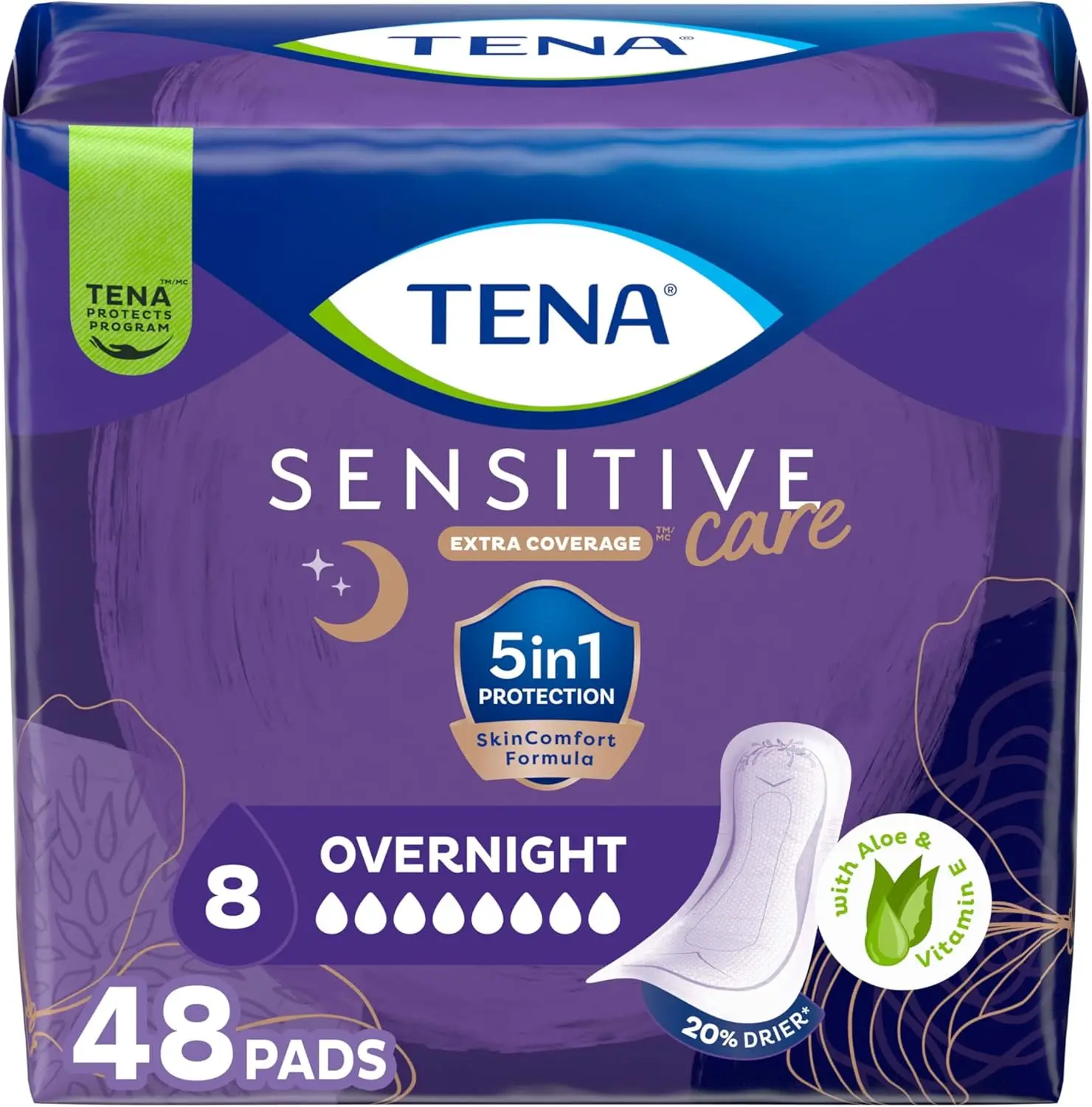 Incontinence Pads, Bladder Control, Postpartum for Women, Overnight Absorbency, Extra Coverage, 48 Count
Incontinence Pads, Bladder Control, Postpartum for Women, Overnight Absorbency, Extra Coverage, 48 Count
