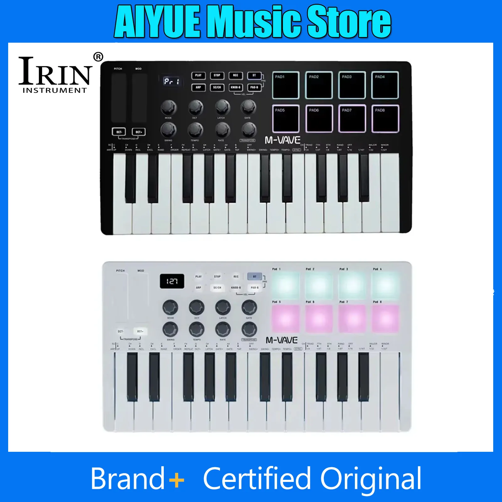 M-VAVE 25-Key MIDI Control Keyboard SMK-25 Mini USB Keyboard MIDI Portable Mini USB Keyboard MIDI Controller Rechargeable Parts