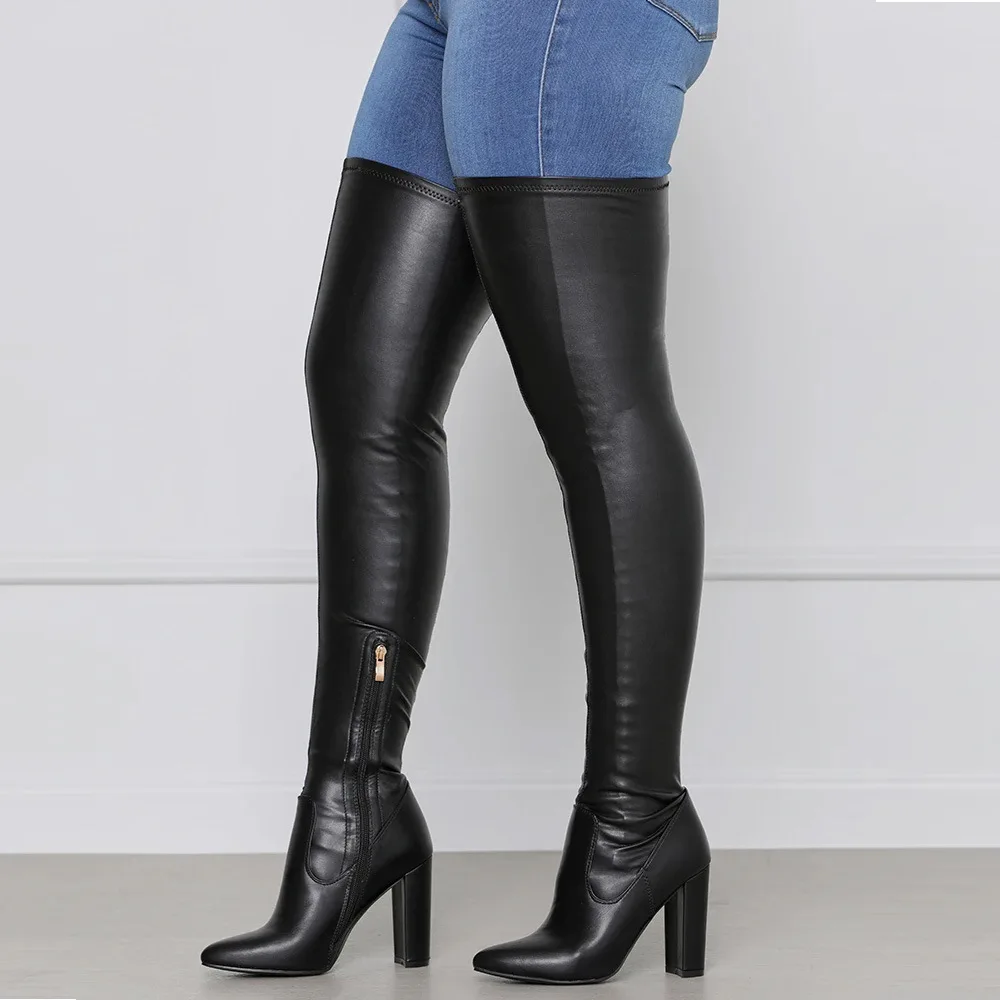 Trendy New Fashion Women Winter Thigh Long Boots Matte Side Zipper Chunky Heels Pointed Toe Elegant Black Casual Shoes Botas
Trendy New Fashion Women Winter Thigh Long Boots Matte Side Zipper Chunky Heels Pointed Toe Elegant Black Casual Shoes Botas