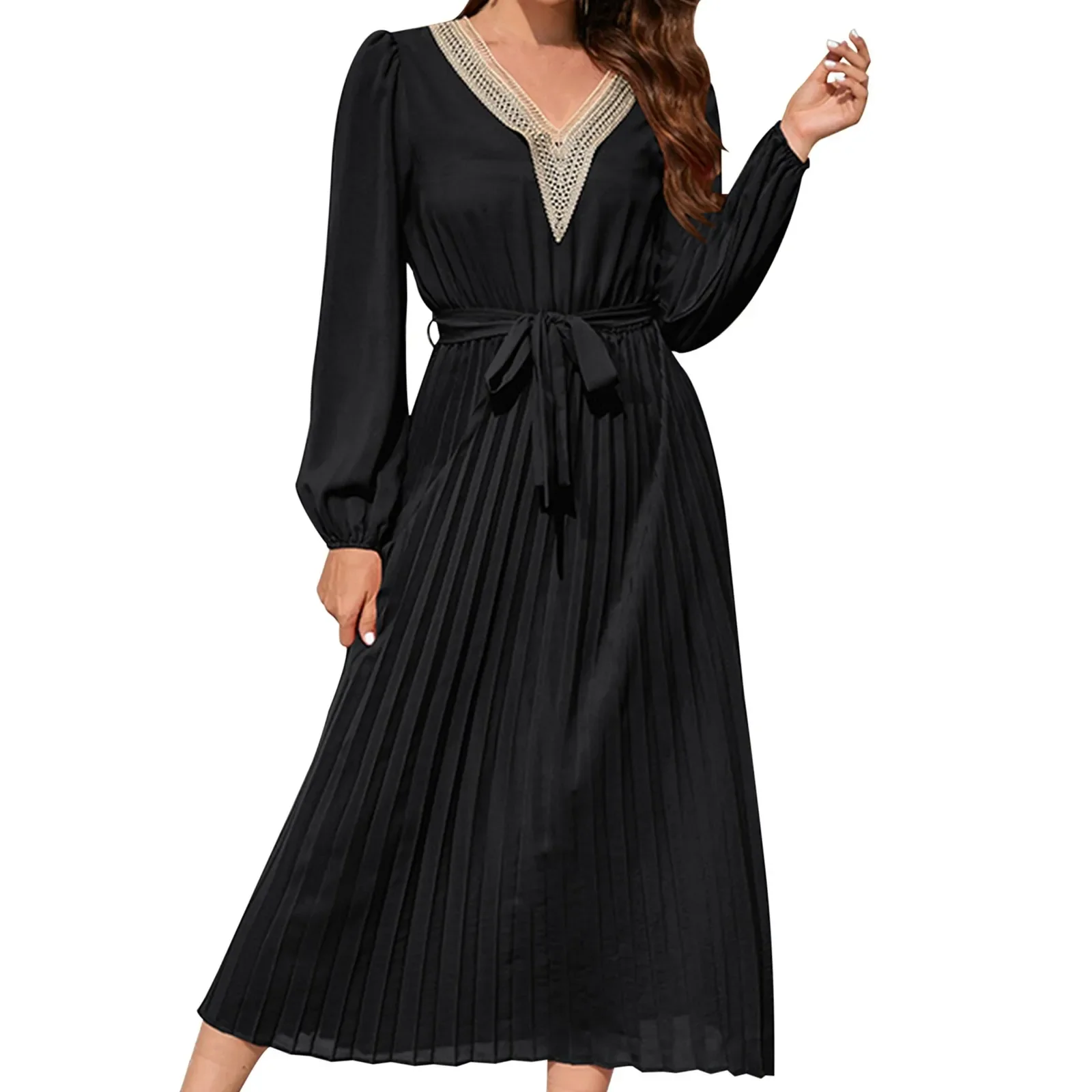 2023 New Women Spring Autumn V Neck Lace Up High Waist Ruffle Edge Long Dress For Ladies Solid Color A Line Dresses Vestidos
2023 New Women Spring Autumn V Neck Lace Up High Waist Ruffle Edge Long Dress For Ladies Solid Color A Line Dresses Vestidos