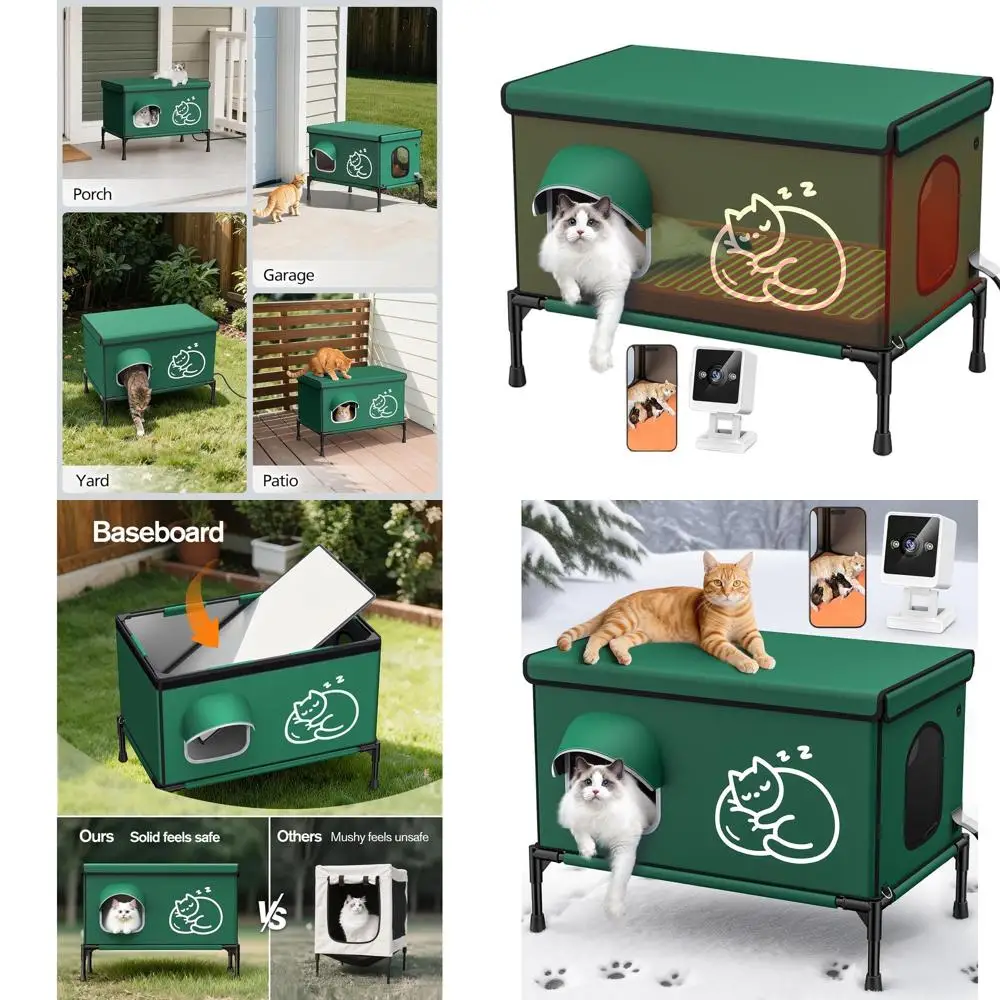Водонепроницаемый изолированный уличный кошачий домик с камерой для зимы, дверца для побега, подходит для ферлов и бродячих кошек (зеленый)
Водонепроницаемый изолированный уличный кошачий домик с камерой для зимы, дверца для побега, подходит для ферлов и бродячих кошек (зеленый)