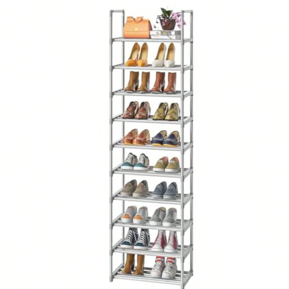 10-Tier Metal Shoe Rack Narrow Shoe Rack Organizer Sturdy Shoe Shelf For Closets Entryway Bedroom Garage - Silver
10-Tier Metal Shoe Rack Narrow Shoe Rack Organizer Sturdy Shoe Shelf For Closets Entryway Bedroom Garage - Silver