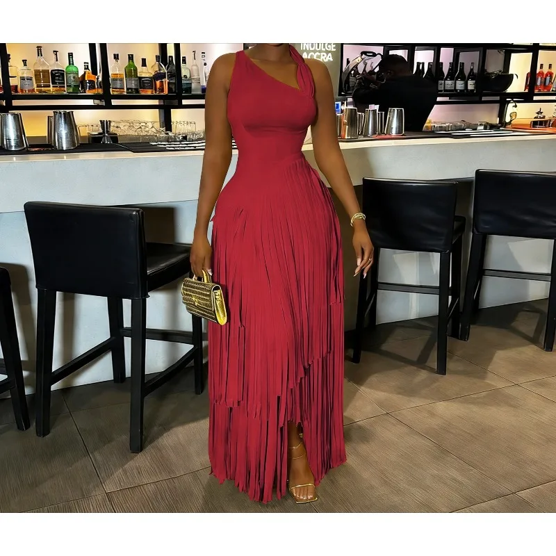 Birthday Party Dress for Women 2026 Summer New Slim Elegant Sleeveless Skew Collar Tassel Dresses Street Vintage Long Skirt
Birthday Party Dress for Women 2026 Summer New Slim Elegant Sleeveless Skew Collar Tassel Dresses Street Vintage Long Skirt