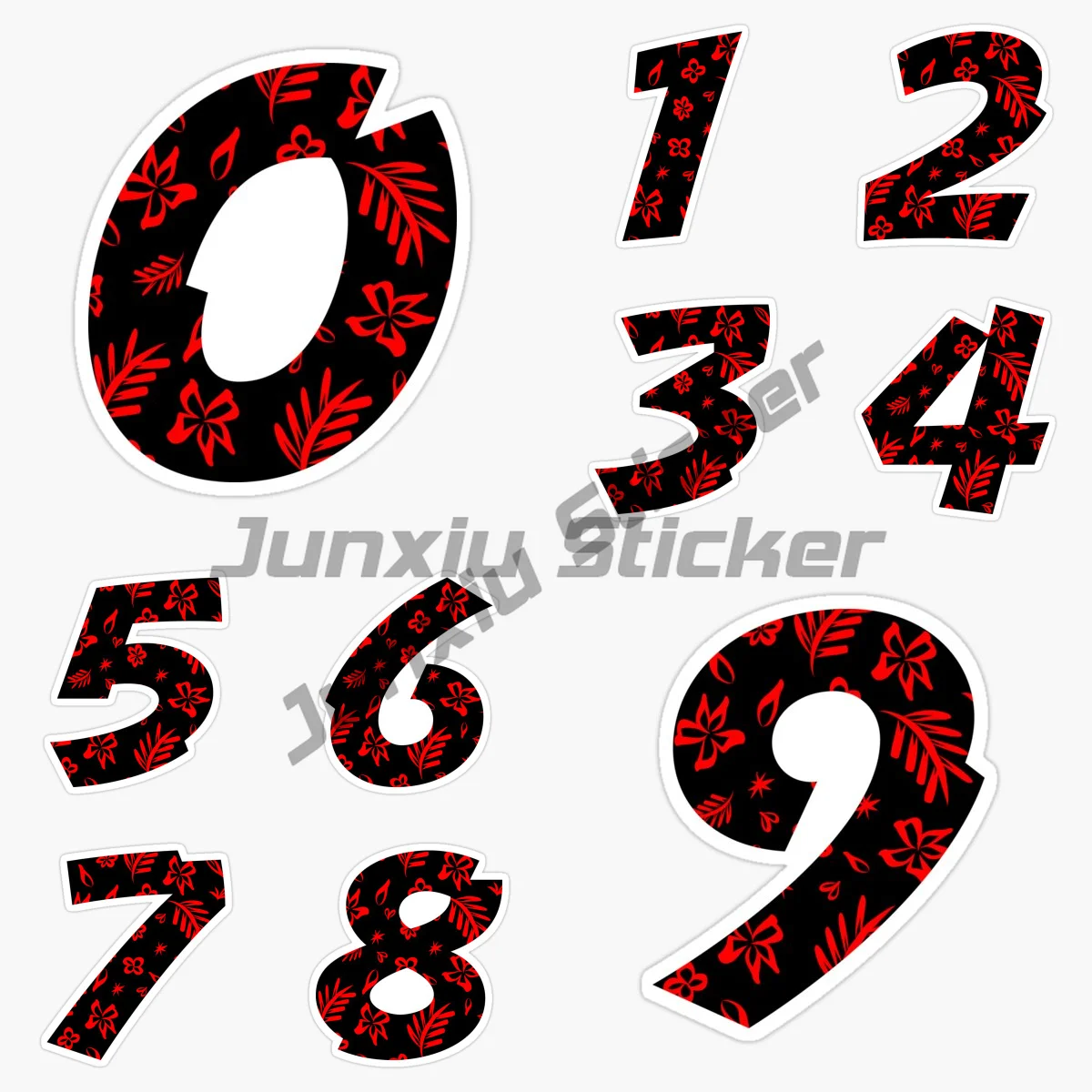 Black Background, Red Flower Numbers 0-9, Vinyl Waterproof Self-adhesive Car Sticker, Motorcycle Camping Applique Decal
Black Background, Red Flower Numbers 0-9, Vinyl Waterproof Self-adhesive Car Sticker, Motorcycle Camping Applique Decal