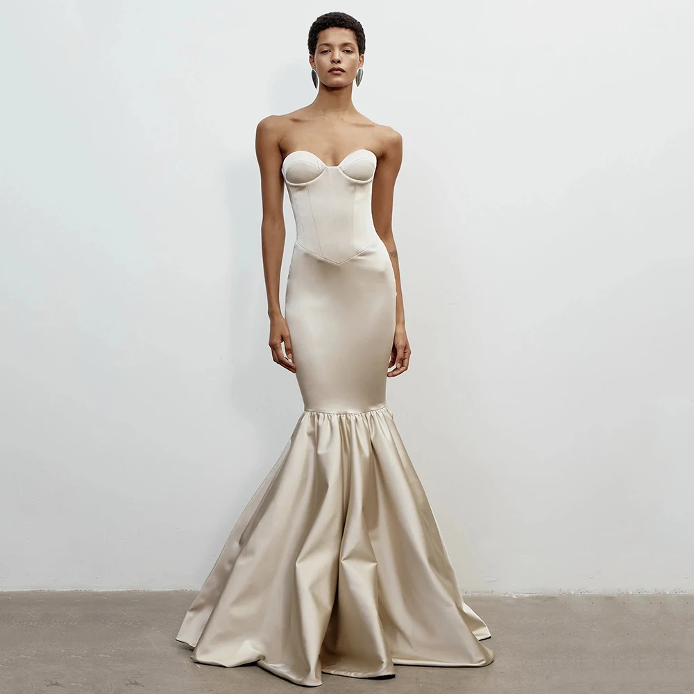 Customized Champagne Satin Wedding Dress Long Sweetheart Women's Wedding Gowns 2026 Sleeveless Trumpet Elegant Bridal Dresses
Customized Champagne Satin Wedding Dress Long Sweetheart Women's Wedding Gowns 2026 Sleeveless Trumpet Elegant Bridal Dresses