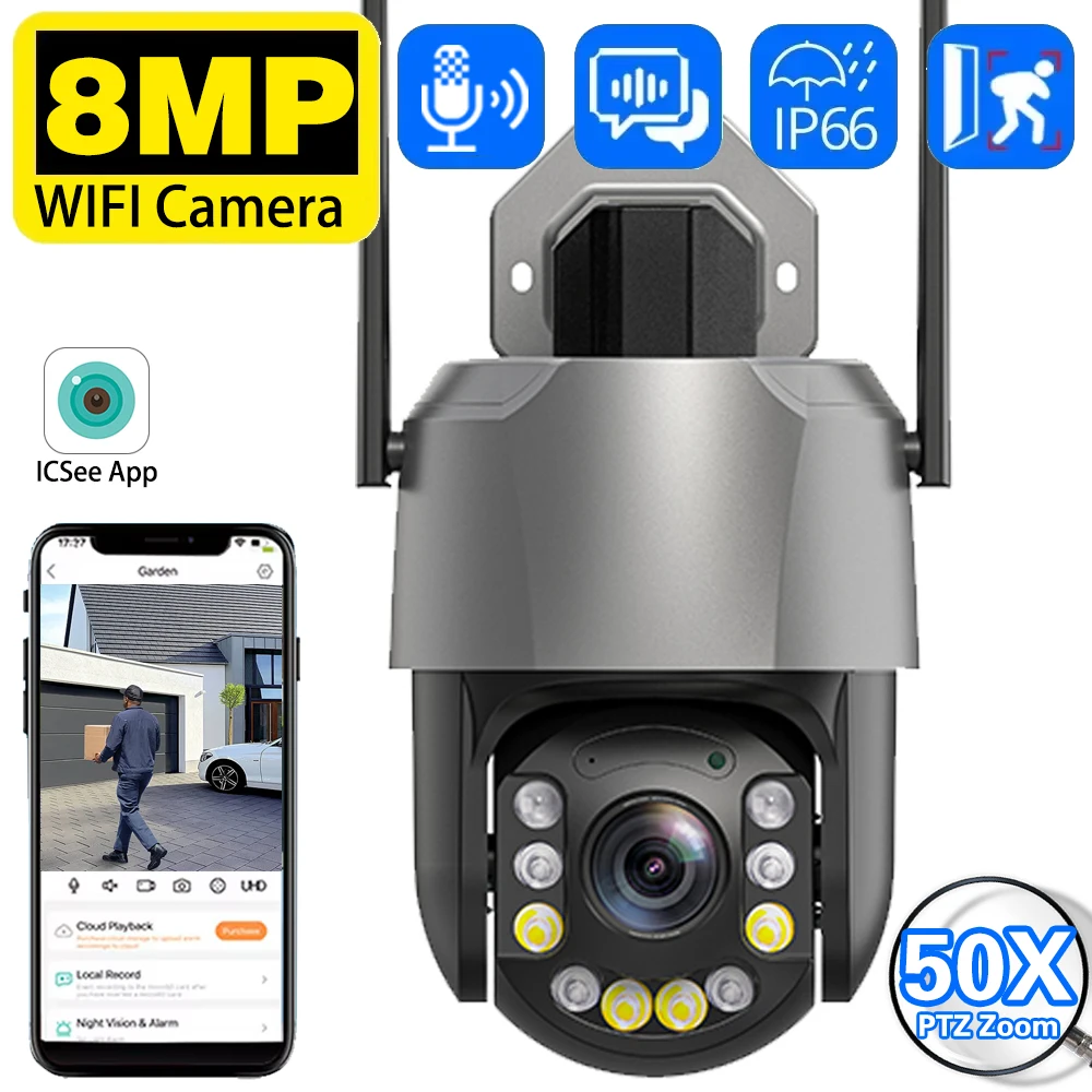 Human Detection 8MP 4K 50X 20X Optical PTZ Zoom Rotation Two-Way Audio Color Night Vision PTZ IP Surveillance Speed Doom Camera
Human Detection 8MP 4K 50X 20X Optical PTZ Zoom Rotation Two-Way Audio Color Night Vision PTZ IP Surveillance Speed Doom Camera