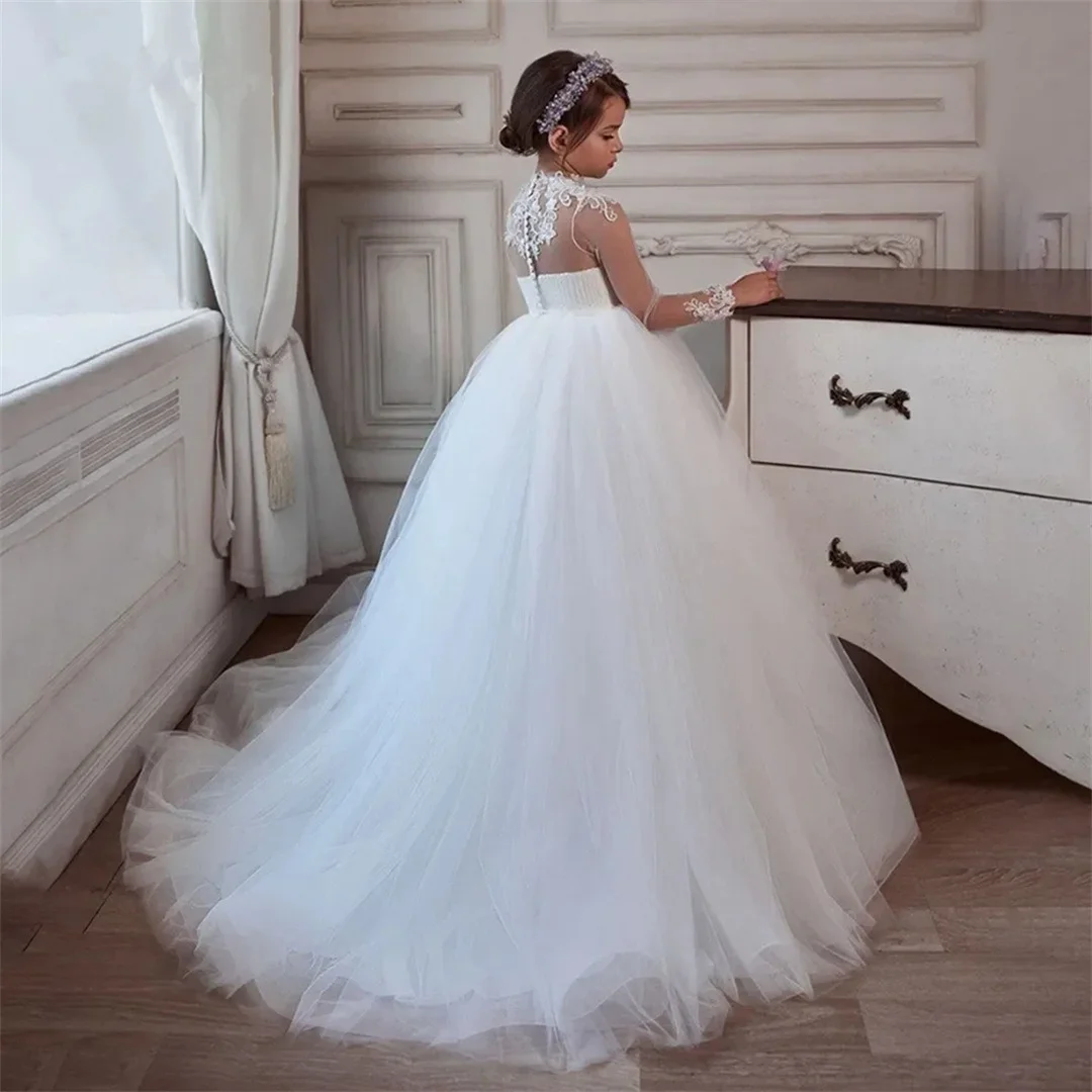 Flower Girl Dress For Wedding Lace Tulle Applique Full Sleeve Kid Birthday Party Princess Ball Gowns First Communion Dress
Flower Girl Dress For Wedding Lace Tulle Applique Full Sleeve Kid Birthday Party Princess Ball Gowns First Communion Dress
