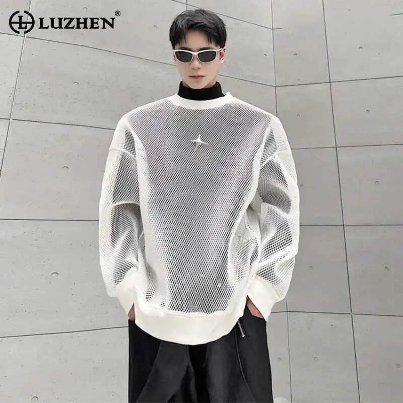 LUZHEN 2025 весенний уличный перспективный оригинальный сетчатый дизайн, свитер, мужская мода, украшенная металлической пряжкой, повседневные топы LZ3027
LUZHEN 2025 весенний уличный перспективный оригинальный сетчатый дизайн, свитер, мужская мода, украшенная металлической пряжкой, повседневные топы LZ3027
