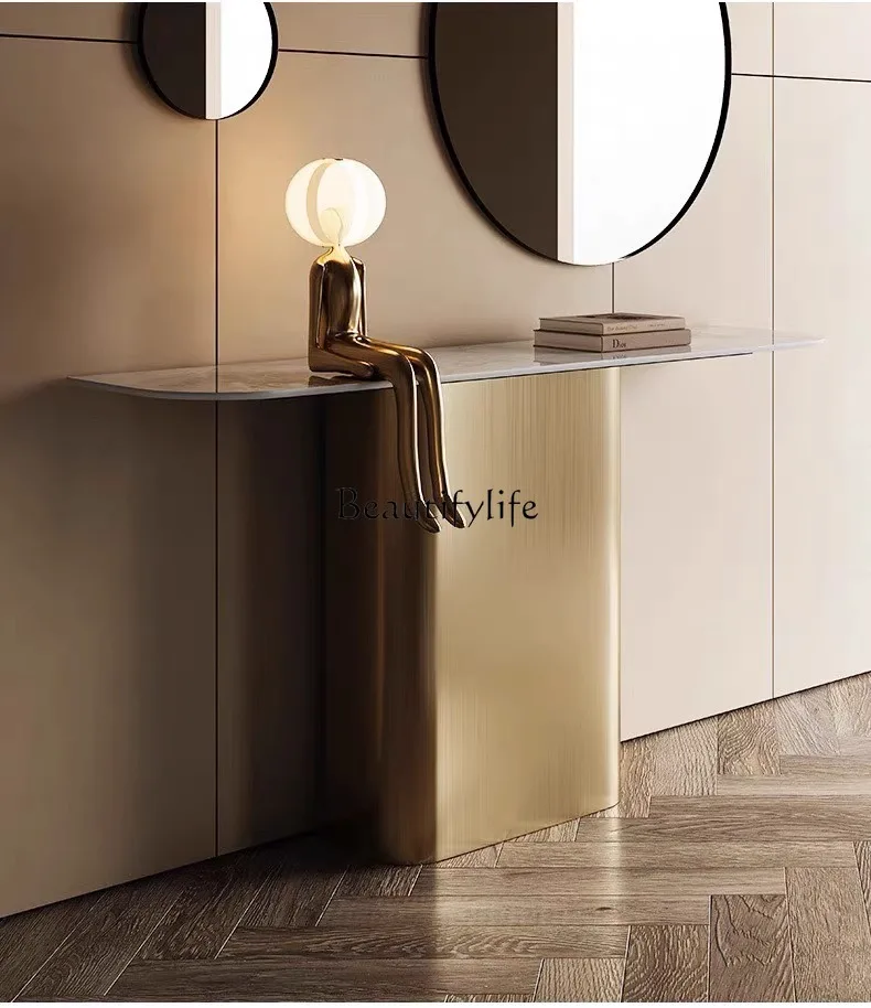 Entrance table light luxury Italian rock slab living room aisle against the wall modern entrance cabinet
Entrance table light luxury Italian rock slab living room aisle against the wall modern entrance cabinet