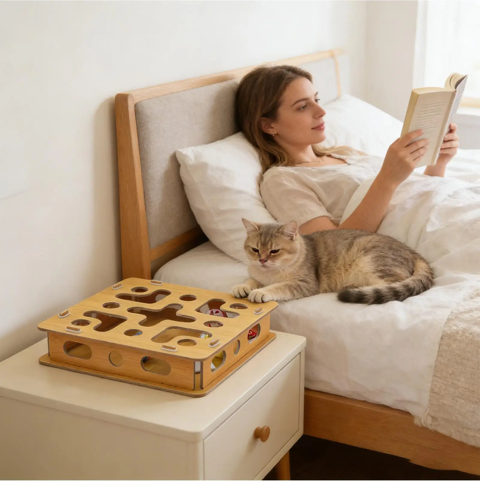 Cat Nail File Enrichment Box Wooden Board Toy With Bell Cat Scratch Puzzle Nail File For Indoor Kittens Pet Engages Instincts
Cat Nail File Enrichment Box Wooden Board Toy With Bell Cat Scratch Puzzle Nail File For Indoor Kittens Pet Engages Instincts