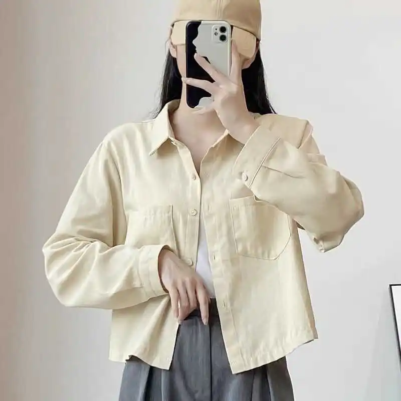 Loose Fit Washed Cotton Jacket Shirt Women's Casual Simple Commute Open Cardigan Top Spring Autumn New Style Sweet Leisure
Loose Fit Washed Cotton Jacket Shirt Women's Casual Simple Commute Open Cardigan Top Spring Autumn New Style Sweet Leisure