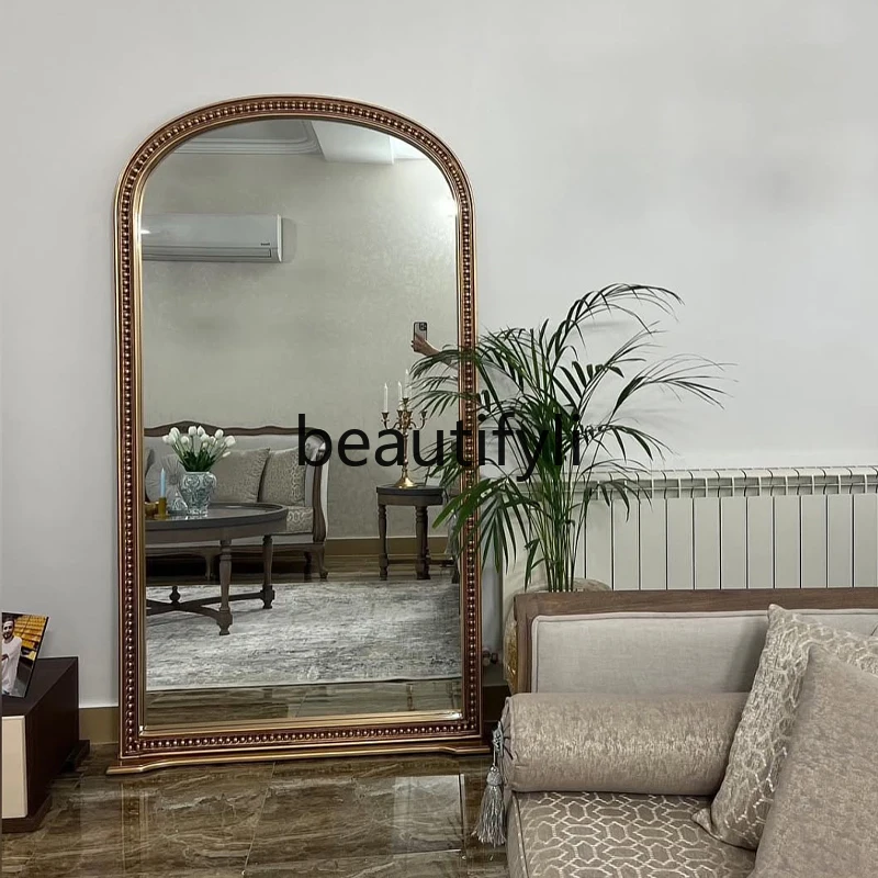 French retro full-length mirror medium and antique fitting mirror household bedroom, wall-mounted enigma mirror European style
French retro full-length mirror medium and antique fitting mirror household bedroom, wall-mounted enigma mirror European style