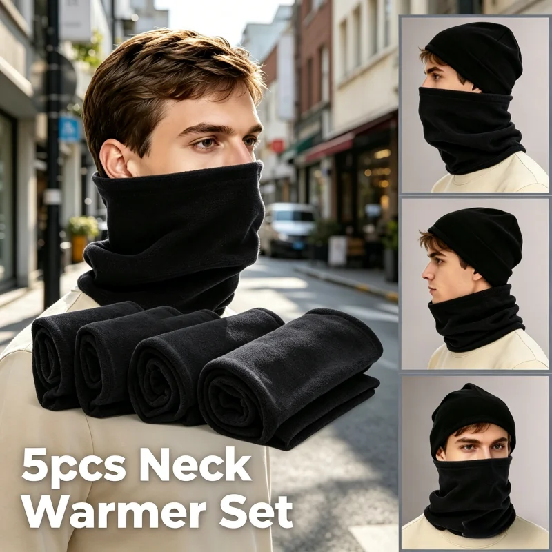 5-Piece Black Scarf Set Three Ways to Wear: Hat, Face Mask, or Scarf Versatile Scarf Great for Outdoor Use
5-Piece Black Scarf Set Three Ways to Wear: Hat, Face Mask, or Scarf Versatile Scarf Great for Outdoor Use