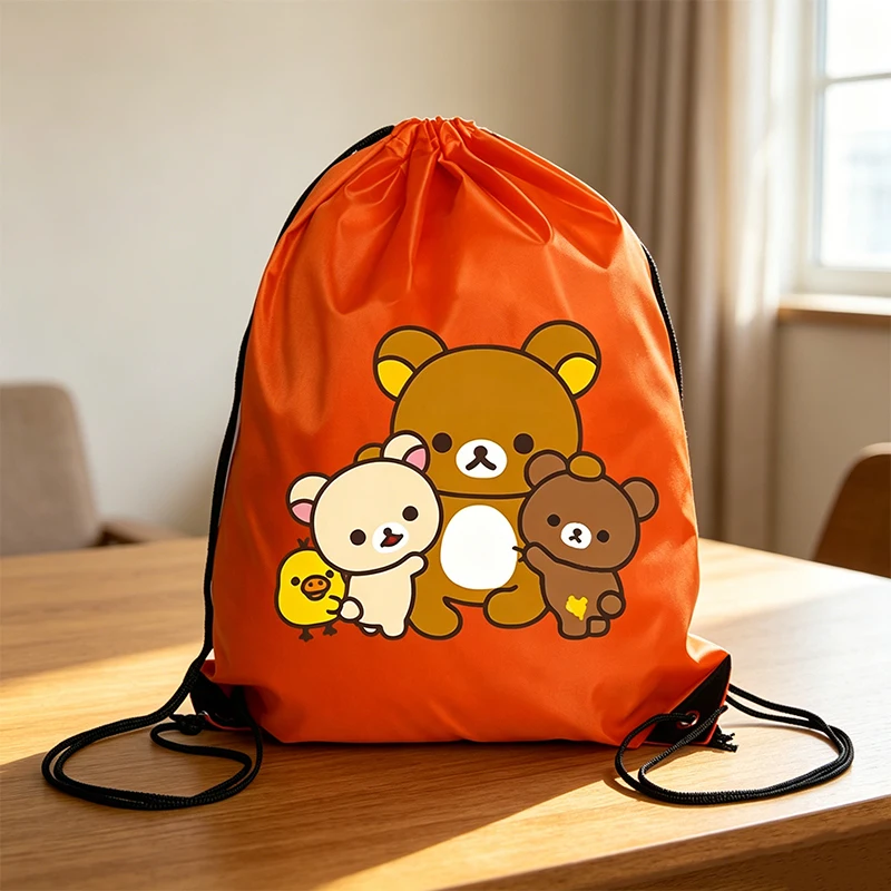 Rilakkuma Drawstring Backpack Anime Cartoon Printed Polyester Handbags Kawaii Portable Large Capacity Storage Bags Kids Gifts
Rilakkuma Drawstring Backpack Anime Cartoon Printed Polyester Handbags Kawaii Portable Large Capacity Storage Bags Kids Gifts