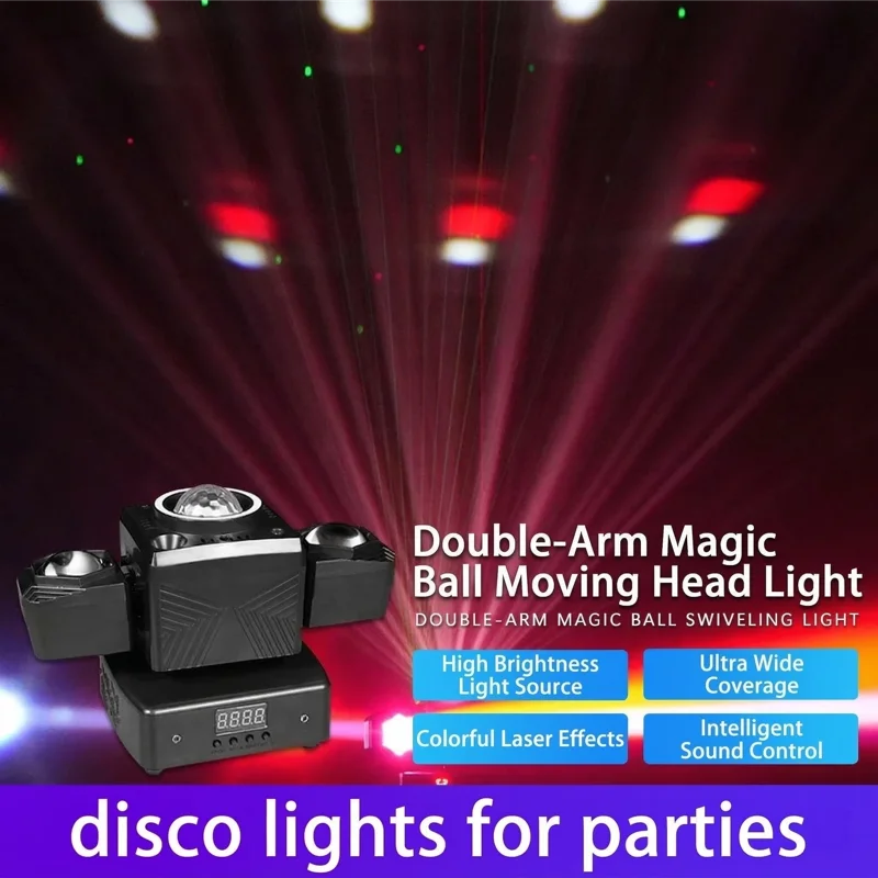 Disco Light for Parties Moving Head Light Magic Ball RGBW Laser Strobe DMX512 Sound Activated Stage Light for Bar KTV DJ Party
Disco Light for Parties Moving Head Light Magic Ball RGBW Laser Strobe DMX512 Sound Activated Stage Light for Bar KTV DJ Party