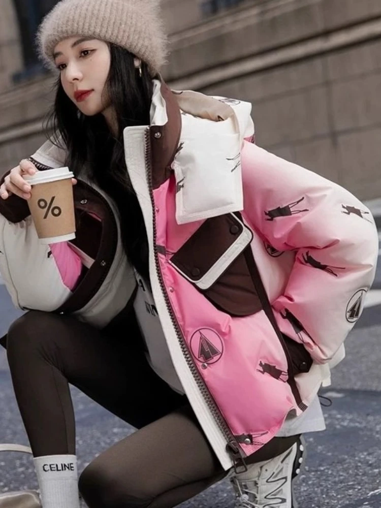 Gradient Printed Hooded Down Jacket Bright Streetwear Winter Women Parkas Korean Casual Thicken Color Contrast Short Puffer Coat
Gradient Printed Hooded Down Jacket Bright Streetwear Winter Women Parkas Korean Casual Thicken Color Contrast Short Puffer Coat