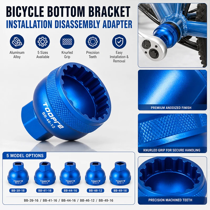 Bottom Bracket Tool MTB Road Bike Bicycle Integrated Threaded BB Cup Adapter Install Removal 39 41 44 46 49mm Kit
Bottom Bracket Tool MTB Road Bike Bicycle Integrated Threaded BB Cup Adapter Install Removal 39 41 44 46 49mm Kit