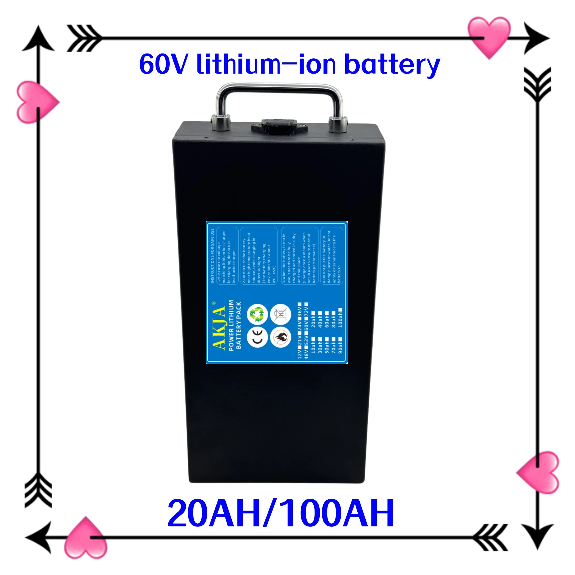 Air fast transportation 60V100AH 18650 lithium battery Lithium battery pack Suitable for motors below 500W-3000W
Air fast transportation 60V100AH 18650 lithium battery Lithium battery pack Suitable for motors below 500W-3000W