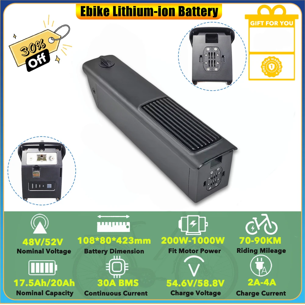 Power Lithium-ion Integrated Battery 48V 52V 20Ah 1040Wh for 500W 750W 1000W Ride1up Rift All-Terrain Fat Tire Ebike
Power Lithium-ion Integrated Battery 48V 52V 20Ah 1040Wh for 500W 750W 1000W Ride1up Rift All-Terrain Fat Tire Ebike