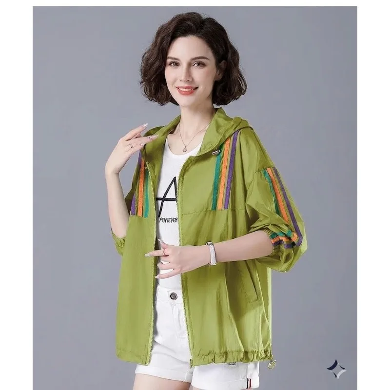 2026 Women's Lightweight Sun Protection Jacket Hooded Loose Fit Casual Summer Outerwear Breathable 3/4 Sleeve Striped Sun Shirt
2026 Women's Lightweight Sun Protection Jacket Hooded Loose Fit Casual Summer Outerwear Breathable 3/4 Sleeve Striped Sun Shirt