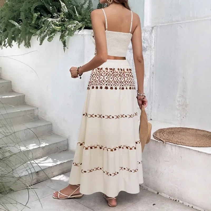2025 Women's Summer New Printed Beach Skirt Set Fashion Tassel Ribbon Strap Top Half Skirt Two Piece Set European and American
2025 Women's Summer New Printed Beach Skirt Set Fashion Tassel Ribbon Strap Top Half Skirt Two Piece Set European and American