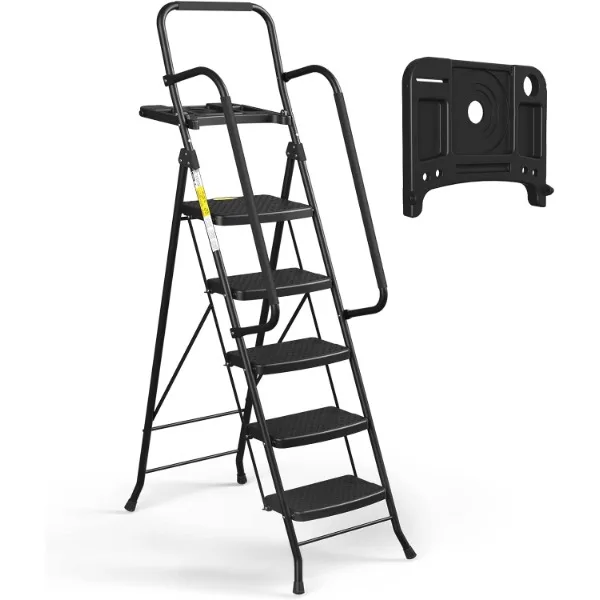 HBTower 5-ступенчатая лестница с поручнями, складной ступенчатый стул с инструментальной платформой, портативная стальная лестница 330 фунтов для взрослых
HBTower 5-ступенчатая лестница с поручнями, складной ступенчатый стул с инструментальной платформой, портативная стальная лестница 330 фунтов для взрослых