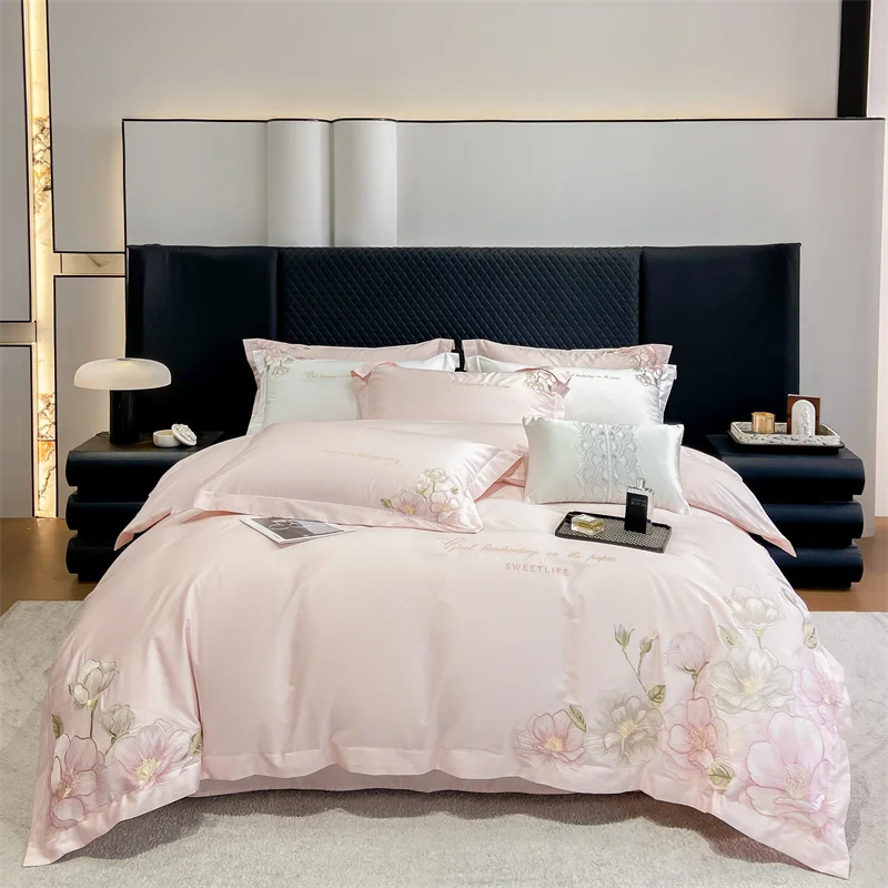 Luxury Flowers Embroidery Bedding Set Egyptian Cotton Pink Quilt/Duvet Cover Flat/Fitted Bed Sheet Pillowcases Home Textiles
Luxury Flowers Embroidery Bedding Set Egyptian Cotton Pink Quilt/Duvet Cover Flat/Fitted Bed Sheet Pillowcases Home Textiles