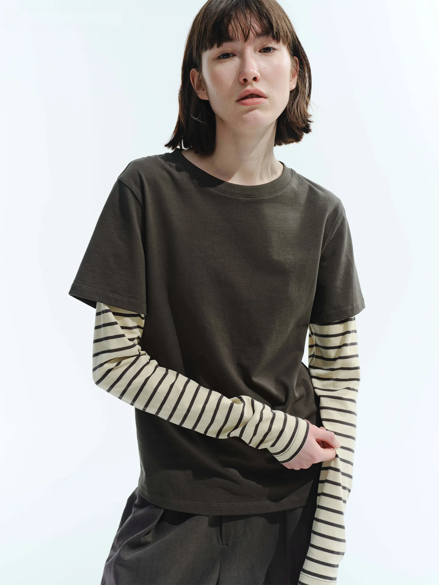 Casual Striped Long Sleeve T-Shirt Women's Base Layer Shirt Top Non Restrained False Two-Piece Color Block Design Spring Cotton
Casual Striped Long Sleeve T-Shirt Women's Base Layer Shirt Top Non Restrained False Two-Piece Color Block Design Spring Cotton