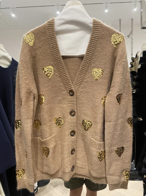 2025 Autumn New Clothes Fashion Ladies Wool Sweater Khaki Casual Women's Knitted Cardigan With Sequins
2025 Autumn New Clothes Fashion Ladies Wool Sweater Khaki Casual Women's Knitted Cardigan With Sequins