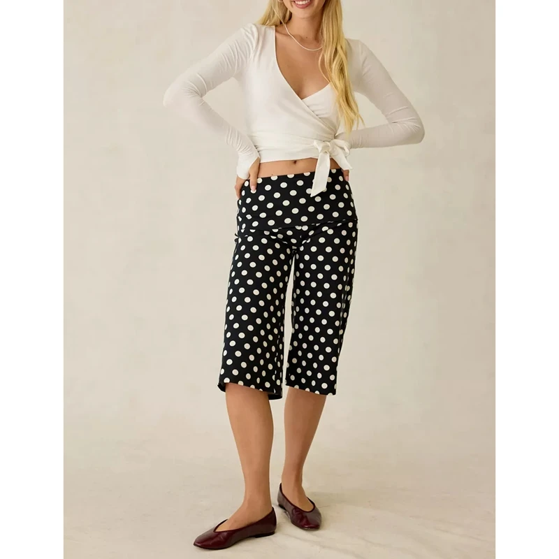 Women's Y2k Dots Fold Over Loungewear Capris Wide Leg Cropped Flowy Gaucho Pants Comfy Yoga Coluttes Pajama Bottoms
Women's Y2k Dots Fold Over Loungewear Capris Wide Leg Cropped Flowy Gaucho Pants Comfy Yoga Coluttes Pajama Bottoms