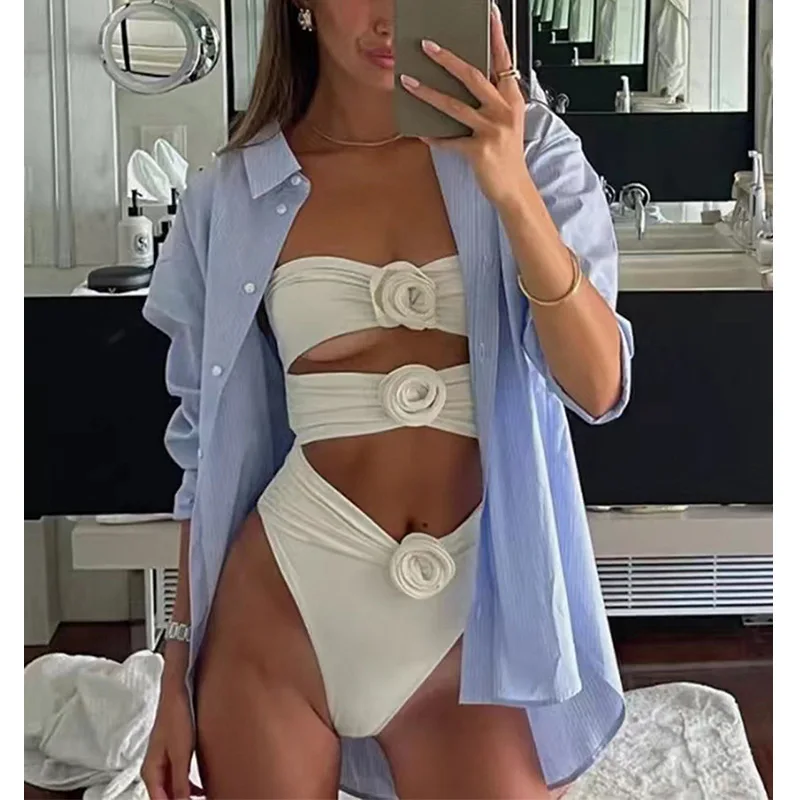 New European and American Style Women's Swimsuit Tube Top3D3D Floral Hollow Out One-Piece Bikini Swimsuit Wholesale
New European and American Style Women's Swimsuit Tube Top3D3D Floral Hollow Out One-Piece Bikini Swimsuit Wholesale