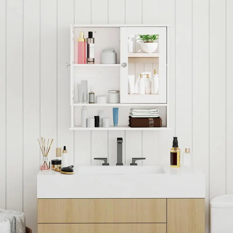 Bathroom Wall Mount Mirror Cabinet Organizer-White
Bathroom Wall Mount Mirror Cabinet Organizer-White
