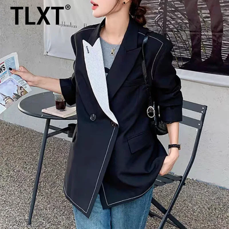 TLXT модный женский пиджак с открытой линией контрактного цвета с лацканами, свободный пиджак на пуговицах с длинными рукавами, осень 2023, новинка XK1457
TLXT модный женский пиджак с открытой линией контрактного цвета с лацканами, свободный пиджак на пуговицах с длинными рукавами, осень 2023, новинка XK1457