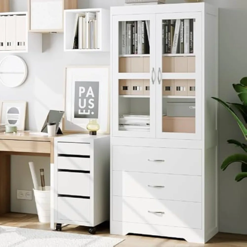 White Kitchen Pantry Cabinet, 67’’ Tall Storage Cabinet with 2 Tempered Glass Doors, Modern Kitchen Cupboard Large Floor
White Kitchen Pantry Cabinet, 67’’ Tall Storage Cabinet with 2 Tempered Glass Doors, Modern Kitchen Cupboard Large Floor