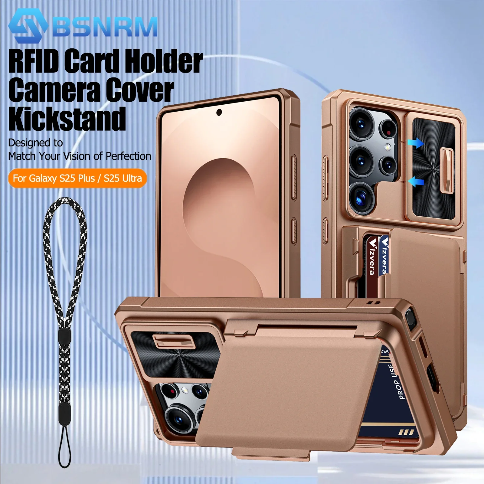 Для Galaxy S25 Ultra Защитный чехол для телефона, кошелек RFID-карты, чехол для камеры, прочный противоударный силиконовый чехол на весь корпус-золотой 
Для Galaxy S25 Ultra Защитный чехол для телефона, кошелек RFID-карты, чехол для камеры, прочный противоударный силиконовый чехол на весь корпус-золотой
