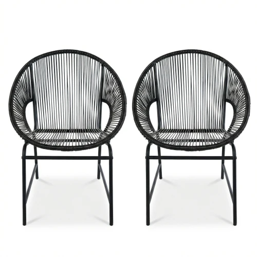 !@Outdoor Patio Wicker Chair Black PE Rattan & Iron Frame Set of 2 Modern Lounge Seating for Garden Portable & Comfortable
!@Outdoor Patio Wicker Chair Black PE Rattan & Iron Frame Set of 2 Modern Lounge Seating for Garden Portable & Comfortable